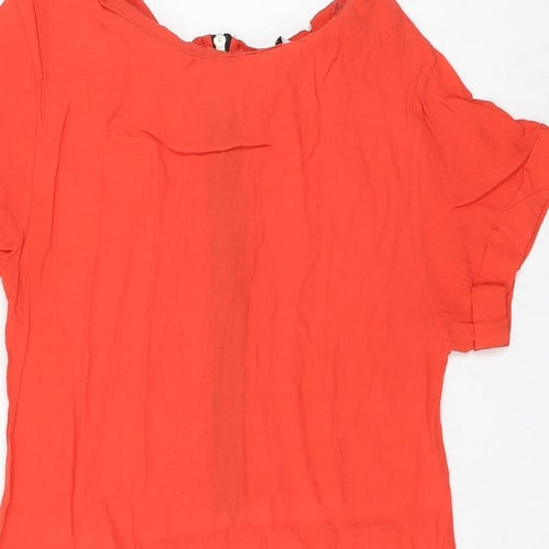 New Look Womens Red Viscose Shift Size 10 Round Neck Zip