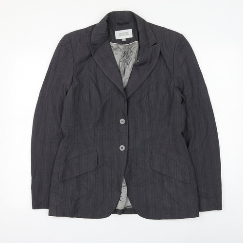 NEXT Womens Grey Striped Jacket Blazer Size 14 Button