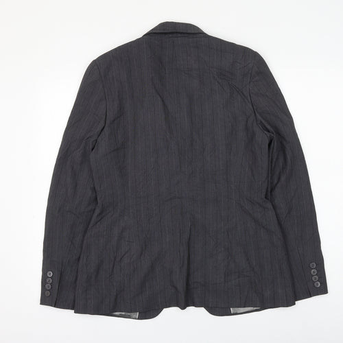 NEXT Womens Grey Striped Jacket Blazer Size 14 Button