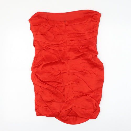 Zara Womens Red Viscose Mini Size XL Off the Shoulder Zip