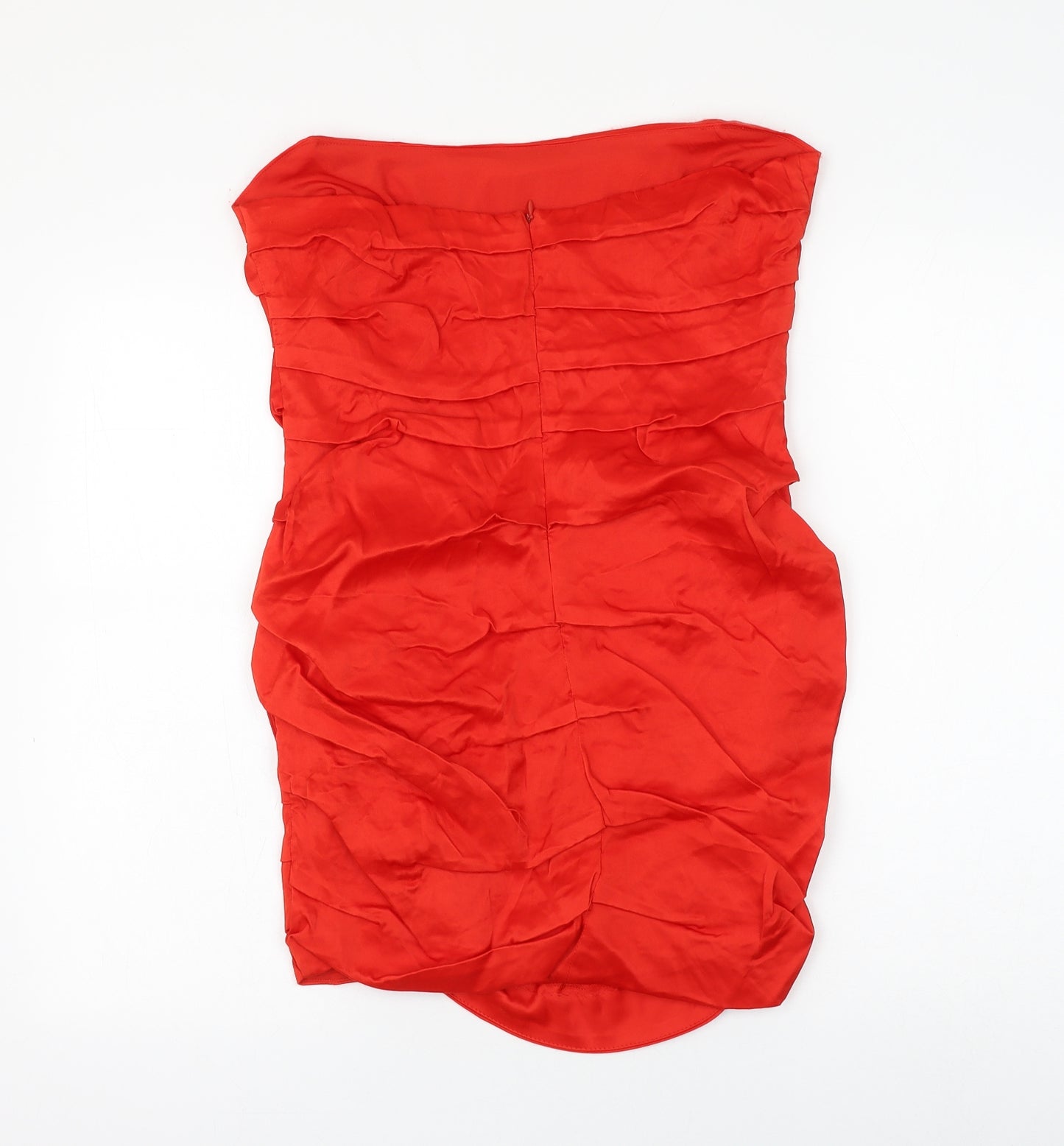 Zara Womens Red Viscose Mini Size XL Off the Shoulder Zip