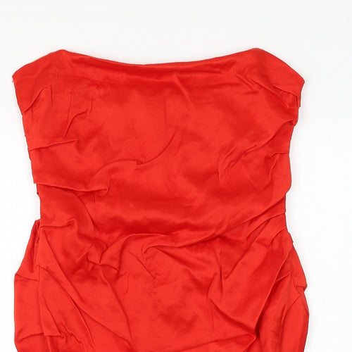 Zara Womens Red Viscose Mini Size XL Off the Shoulder Zip