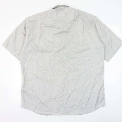 Impressions Mens Grey Cotton Button-Up Size 17 Collared Button