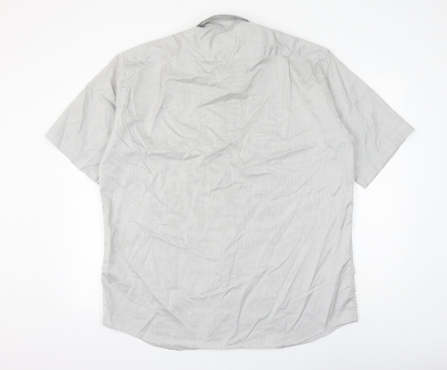 Impressions Mens Grey Cotton Button-Up Size 17 Collared Button