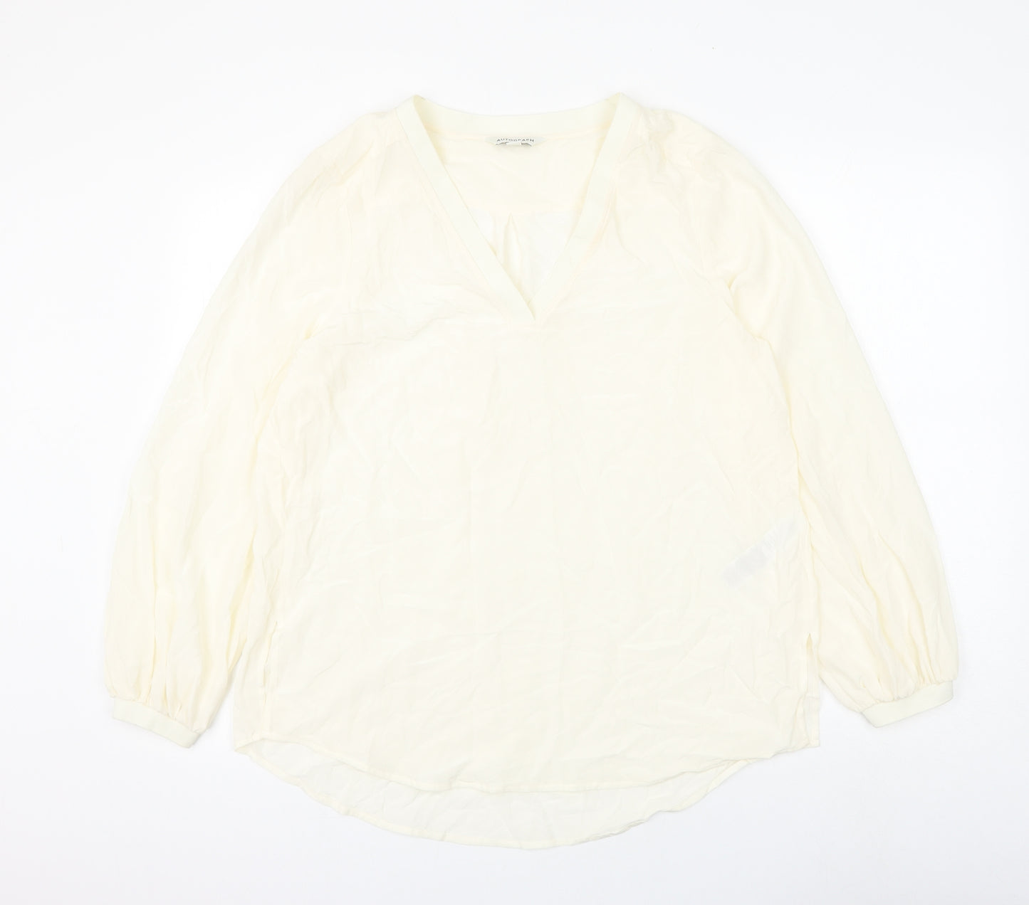 Autograph Womens White Silk Basic Blouse Size 14 V-Neck