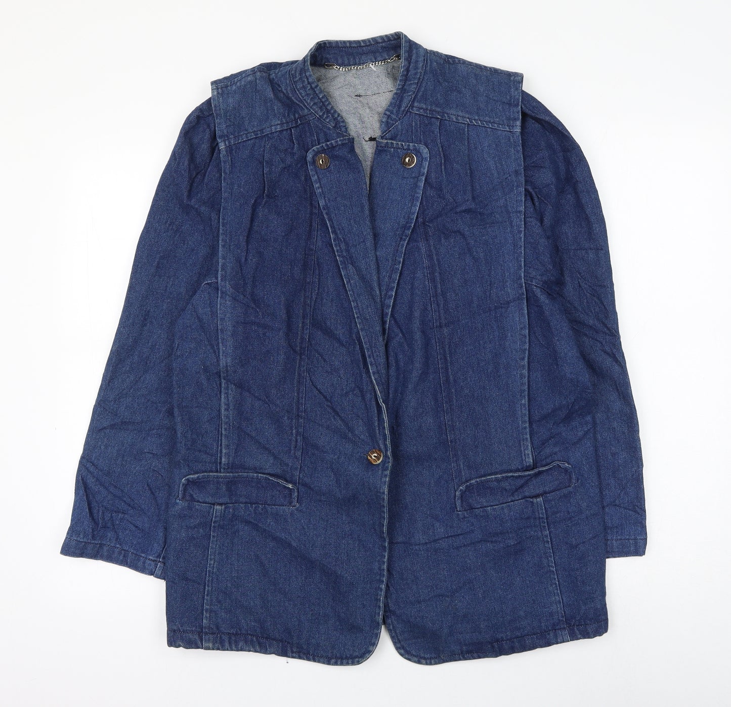prew Womens Blue Jacket Blazer Size 10 Button