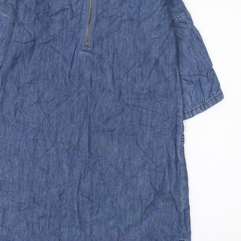 TU Girls Blue Cotton Shift Size 11 Years Round Neck Zip