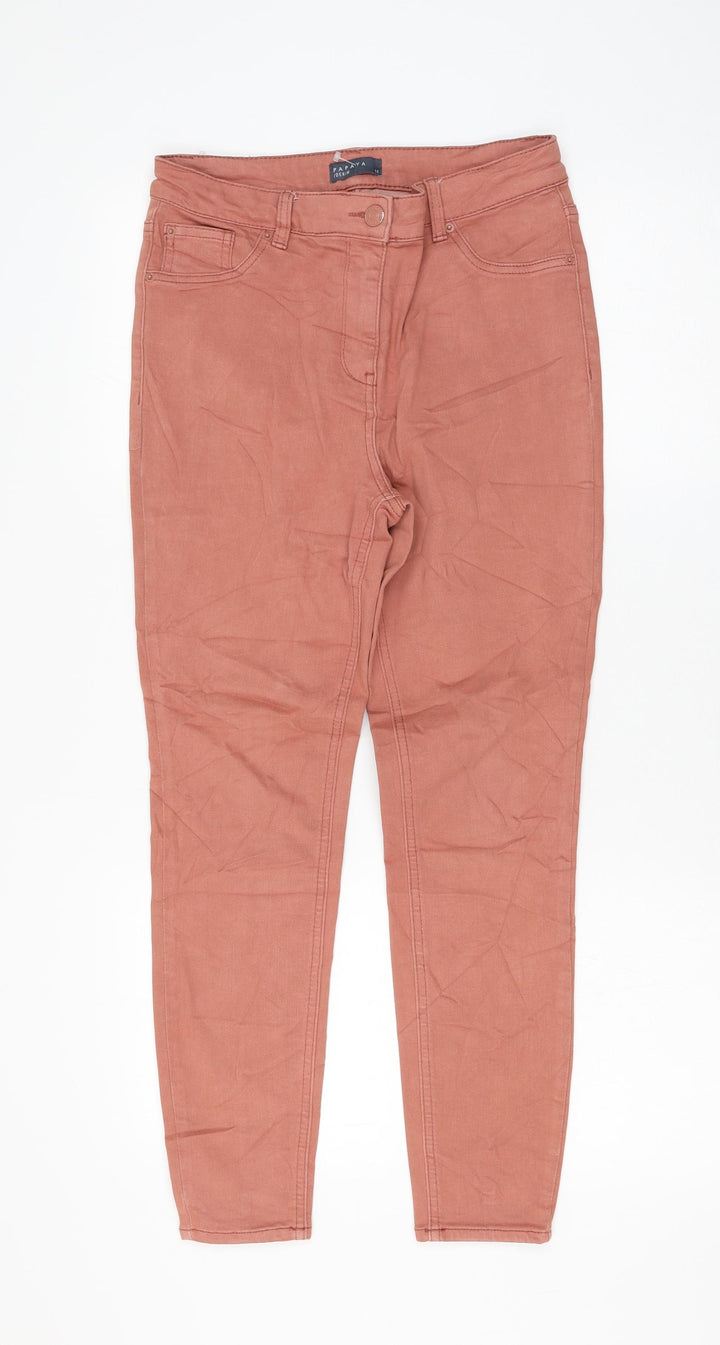 Matalan Womens Pink Cotton Skinny Jeans Size 10 L26 in Regular Zip