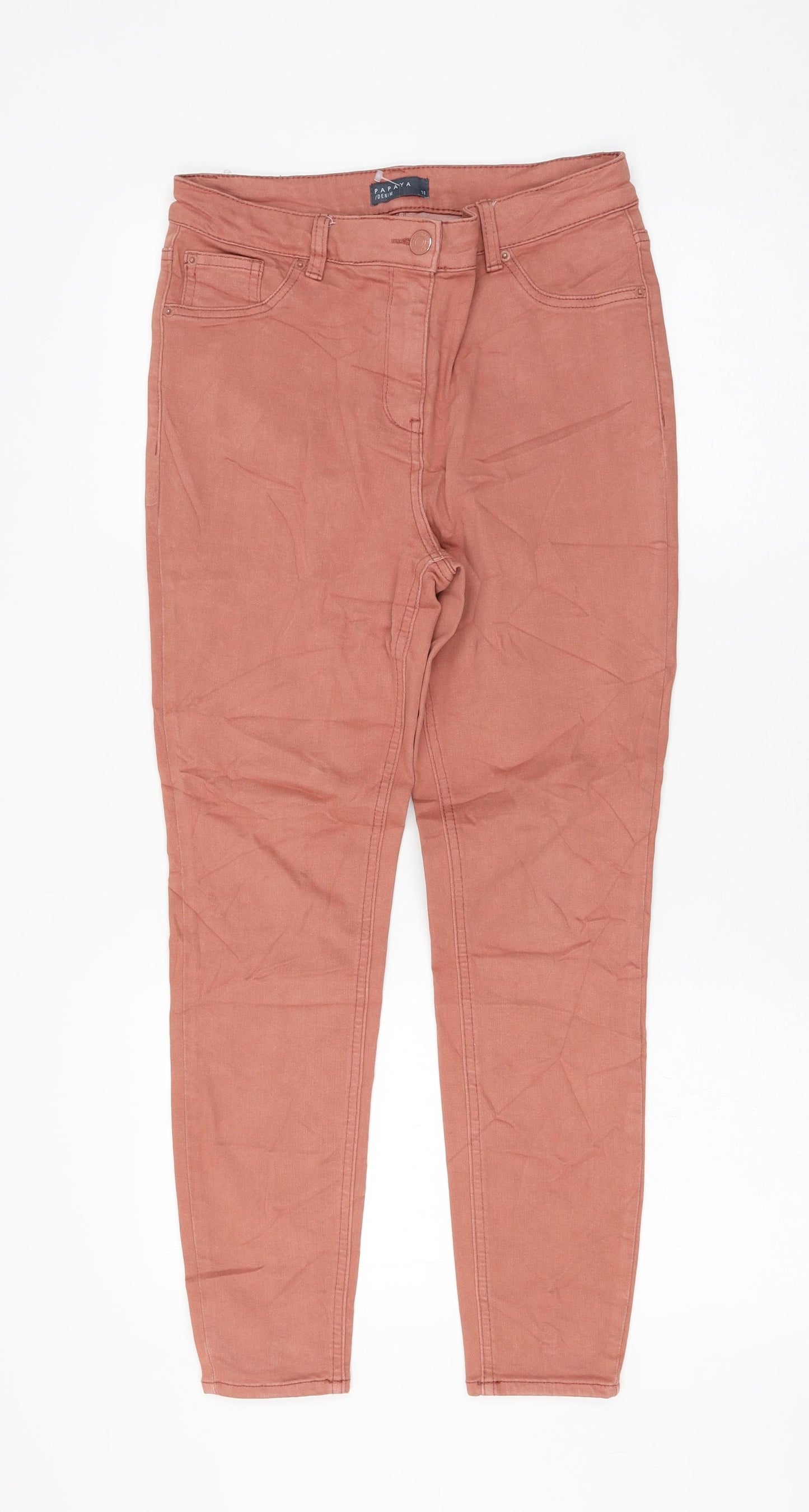 Matalan Womens Pink Cotton Skinny Jeans Size 10 L26 in Regular Zip