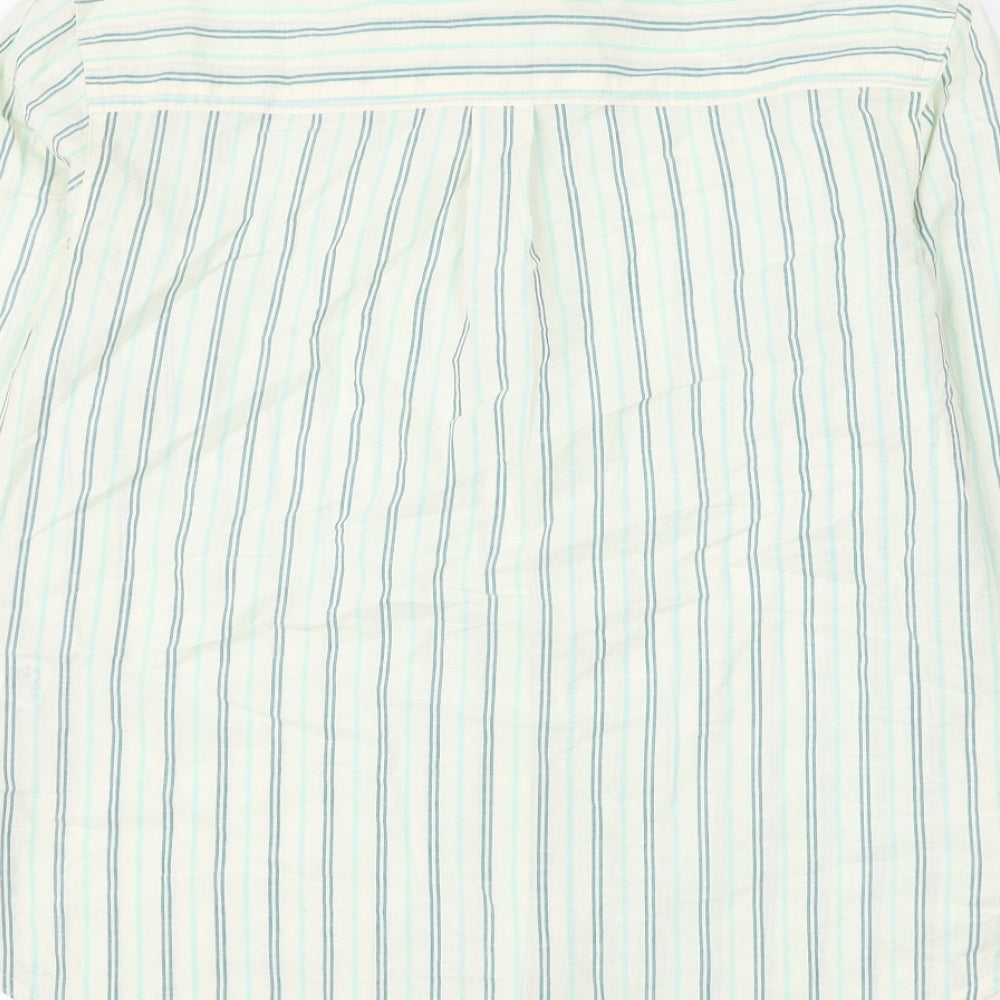 Marks and Spencer Womens White Striped Cotton Basic Button-Up Size 8 Collared