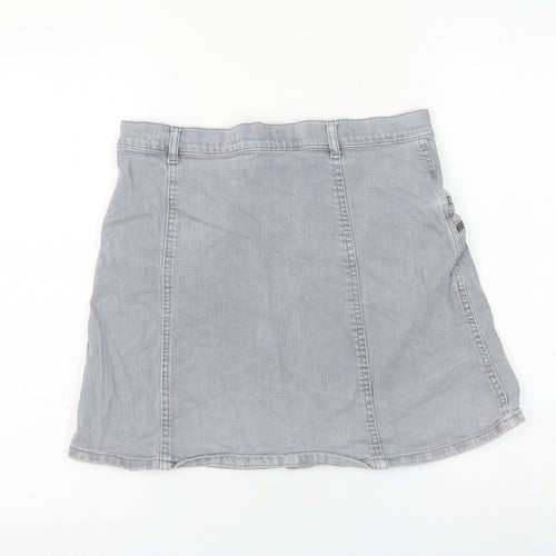 Mango Womens Grey Polyester A-Line Skirt Size L Zip