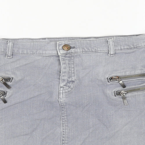 Mango Womens Grey Polyester A-Line Skirt Size L Zip