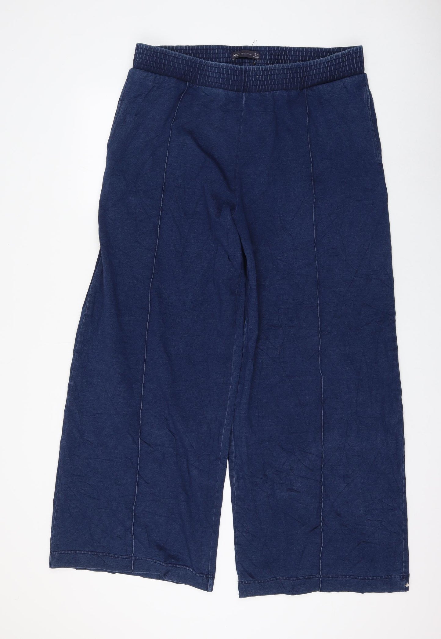 Marks and Spencer Womens Blue Polyester Jogger Trousers Size 18 L30 in Regular