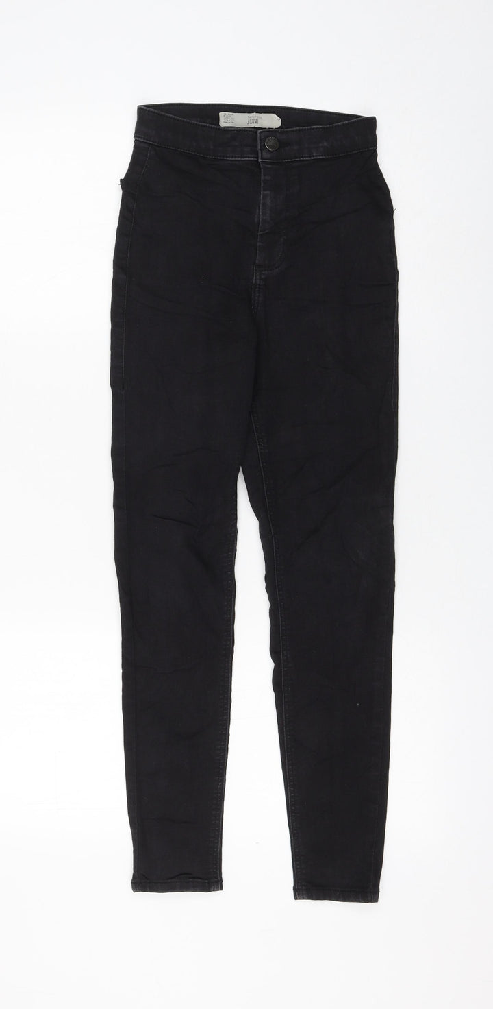 Topshop Womens Black Cotton Skinny Jeans Size 25 in L30 in Regular Zip