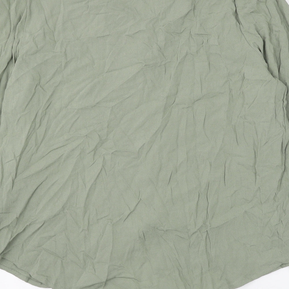 Marks and Spencer Womens Green Viscose Basic Button-Up Size 10 V-Neck