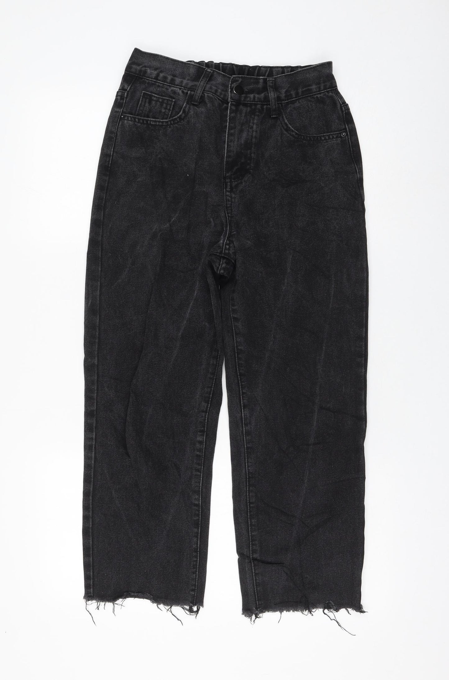 Preworn Womens Black Polyester Mom Jeans Size M L24 in Regular Zip