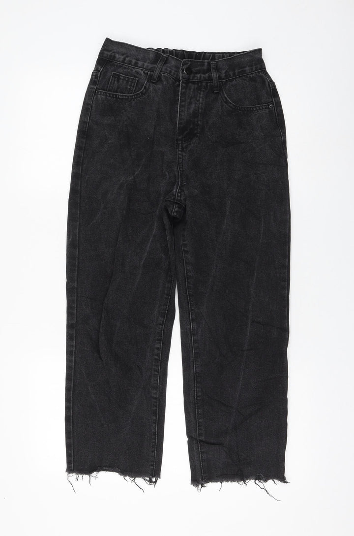 Preworn Womens Black Polyester Mom Jeans Size M L24 in Regular Zip
