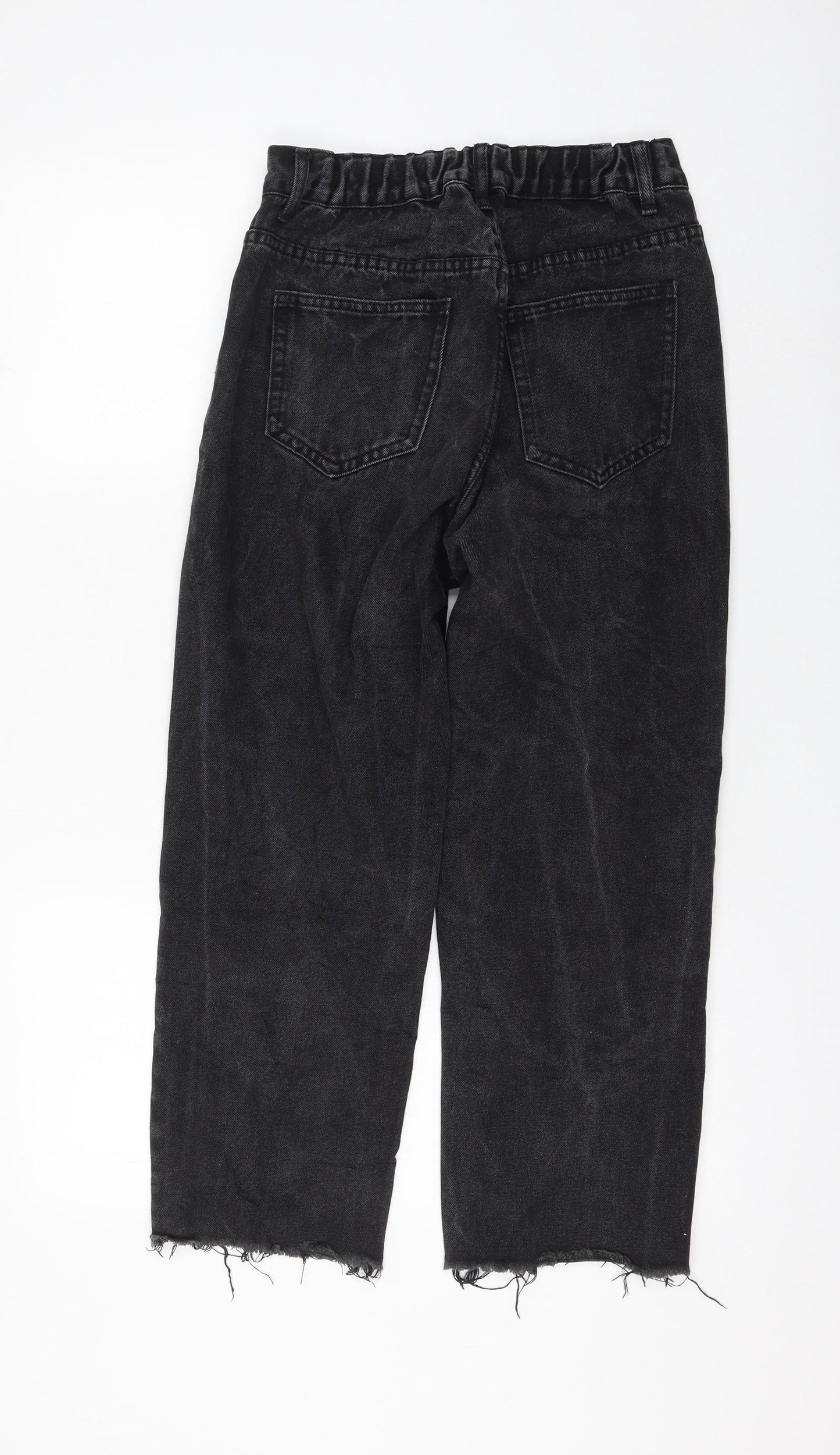 Preworn Womens Black Polyester Mom Jeans Size M L24 in Regular Zip