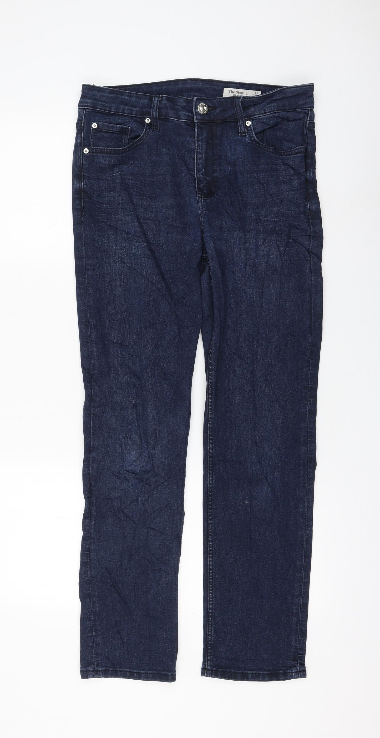 Marks and Spencer Womens Blue Coir Straight Jeans Size 12 L28 in Regular Zip