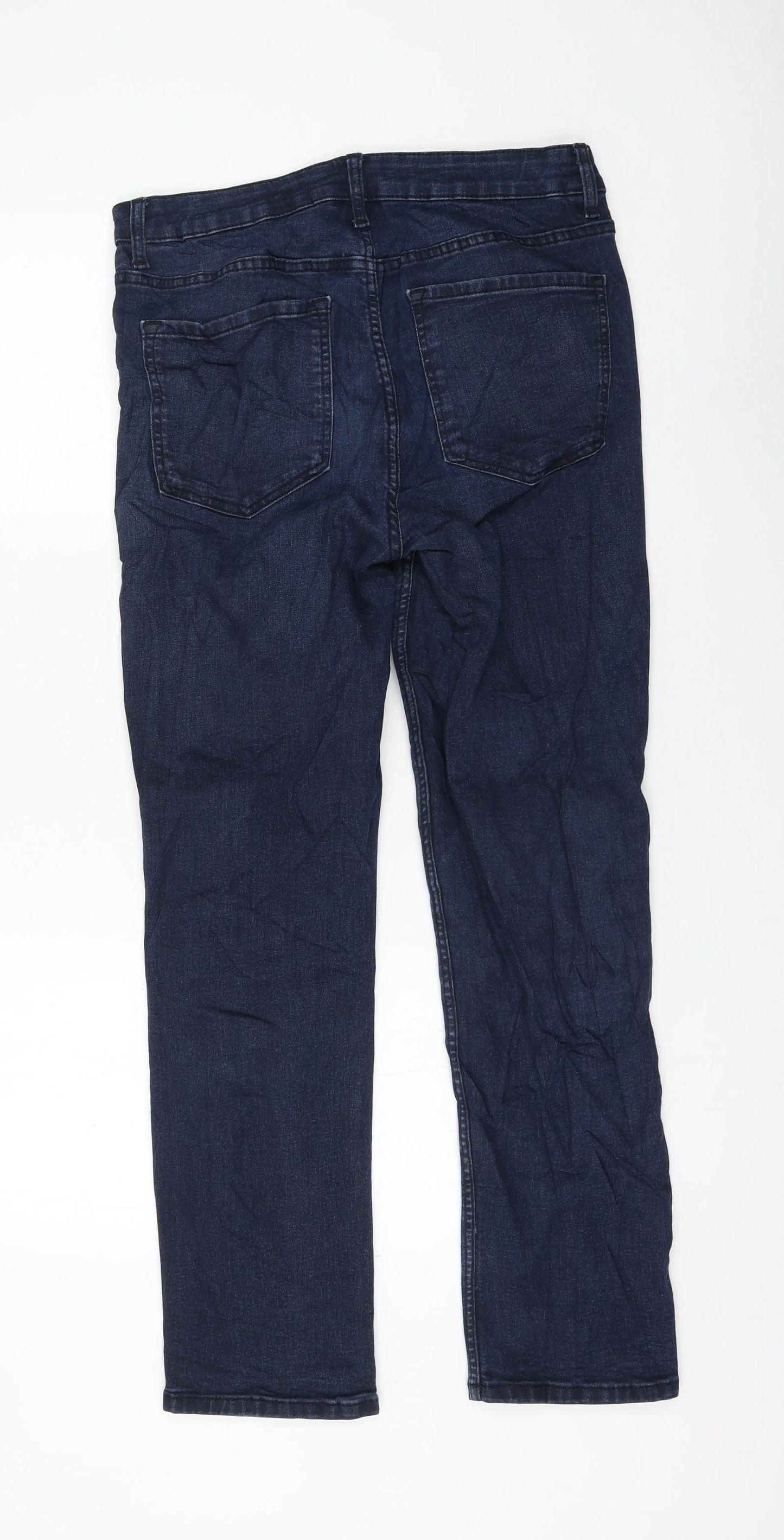 Marks and Spencer Womens Blue Coir Straight Jeans Size 12 L28 in Regular Zip