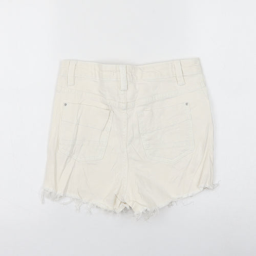 Joe Browns Womens White Cotton Hot Pants Shorts Size 8 L3 in Regular Zip