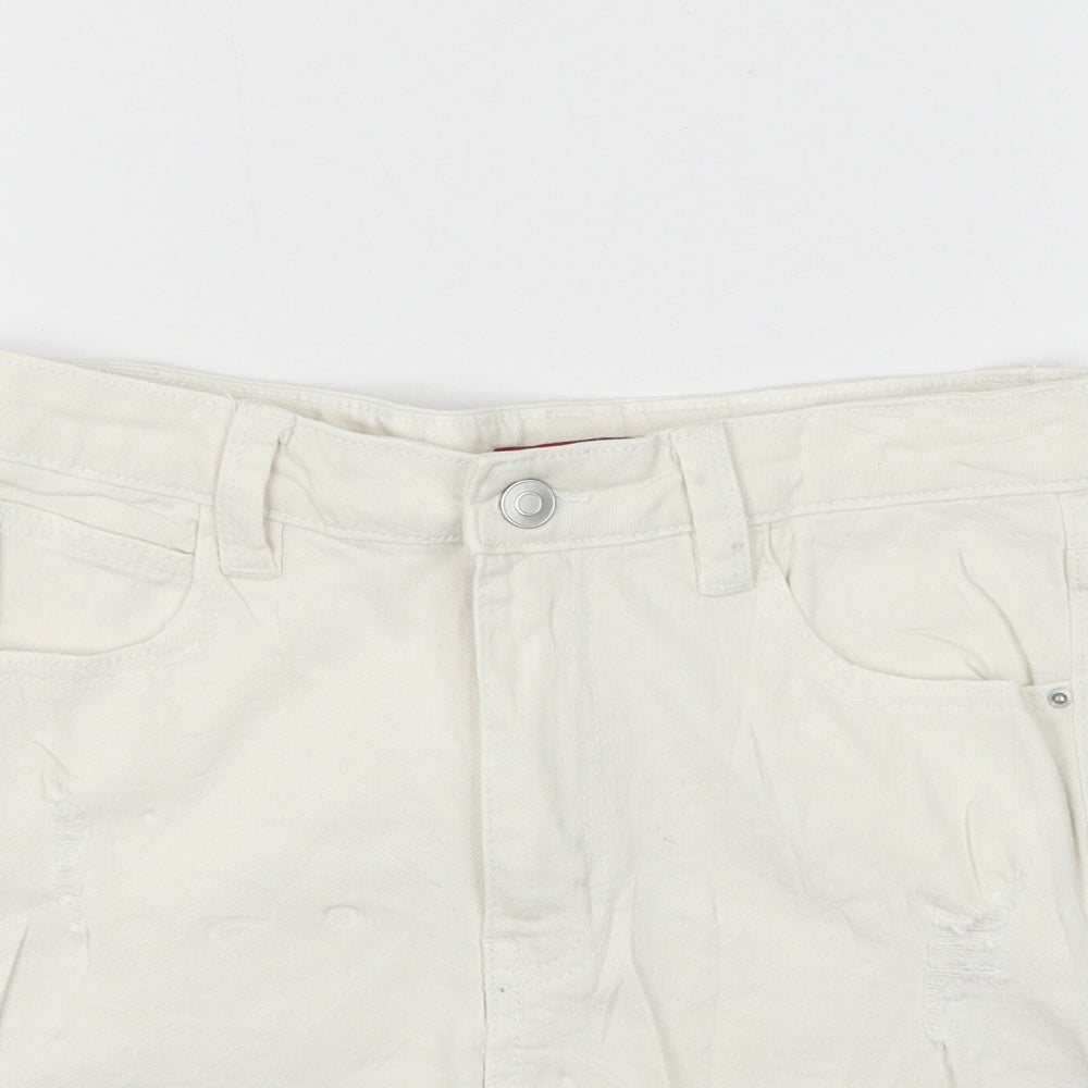Joe Browns Womens White Cotton Hot Pants Shorts Size 8 L3 in Regular Zip