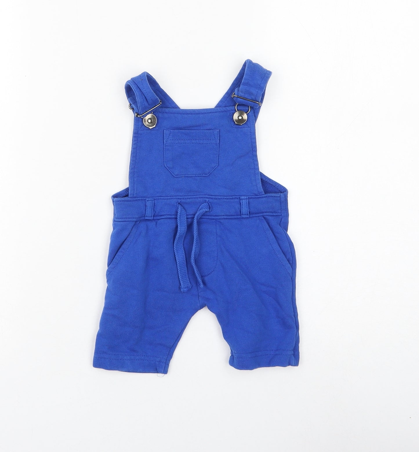 NEXT Boys Blue Cotton Dungaree One-Piece Size 3-6 Months Buckle