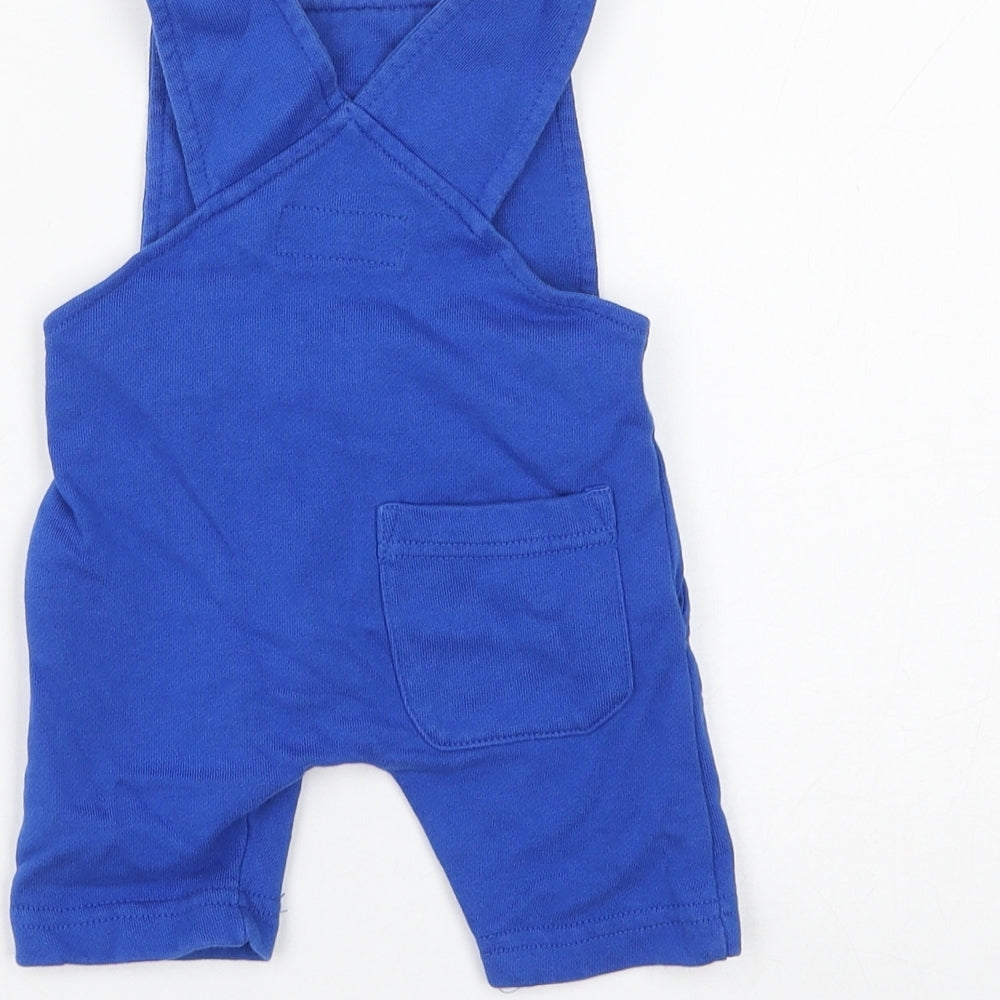 NEXT Boys Blue Cotton Dungaree One-Piece Size 3-6 Months Buckle