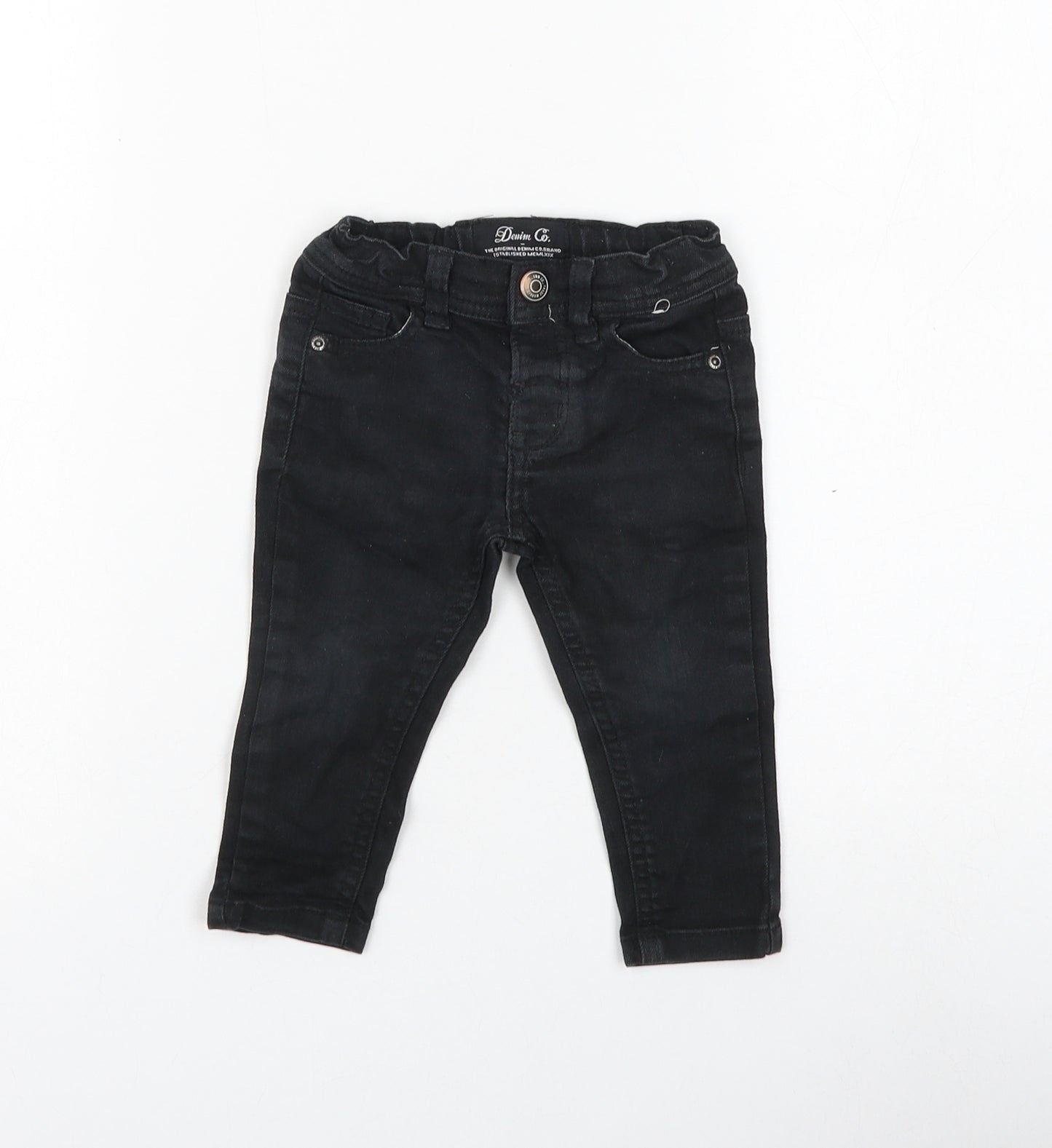 Primark Boys Black Cotton Capri Jeans Size 9-12 Months Button