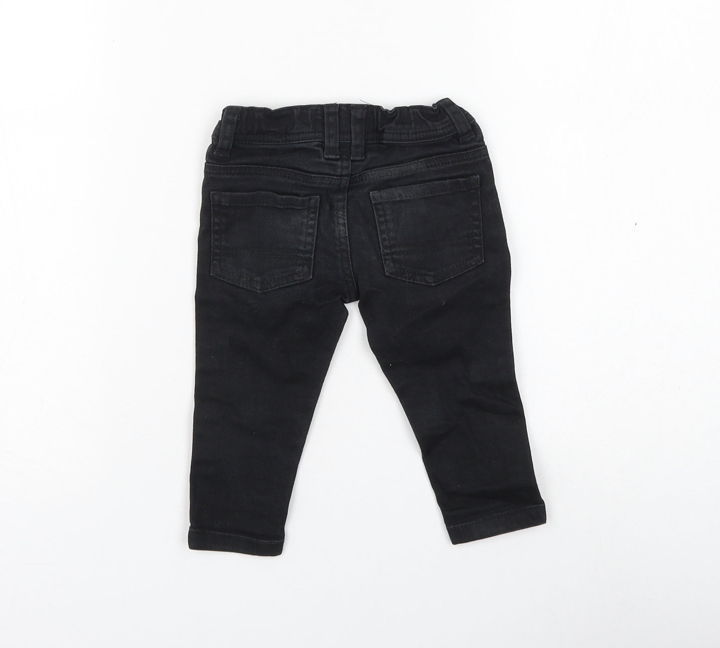 Primark Boys Black Cotton Capri Jeans Size 9-12 Months Button