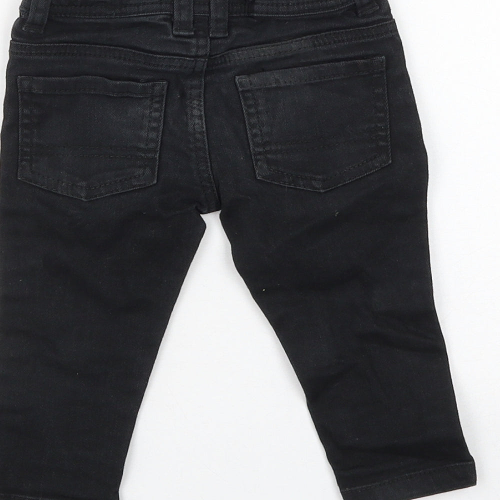 Primark Boys Black Cotton Capri Jeans Size 9-12 Months Button