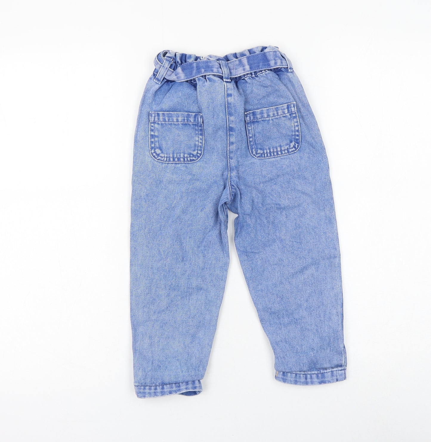 NEXT Girls Blue Cotton Straight Jeans Size 2-3 Years Regular Tie
