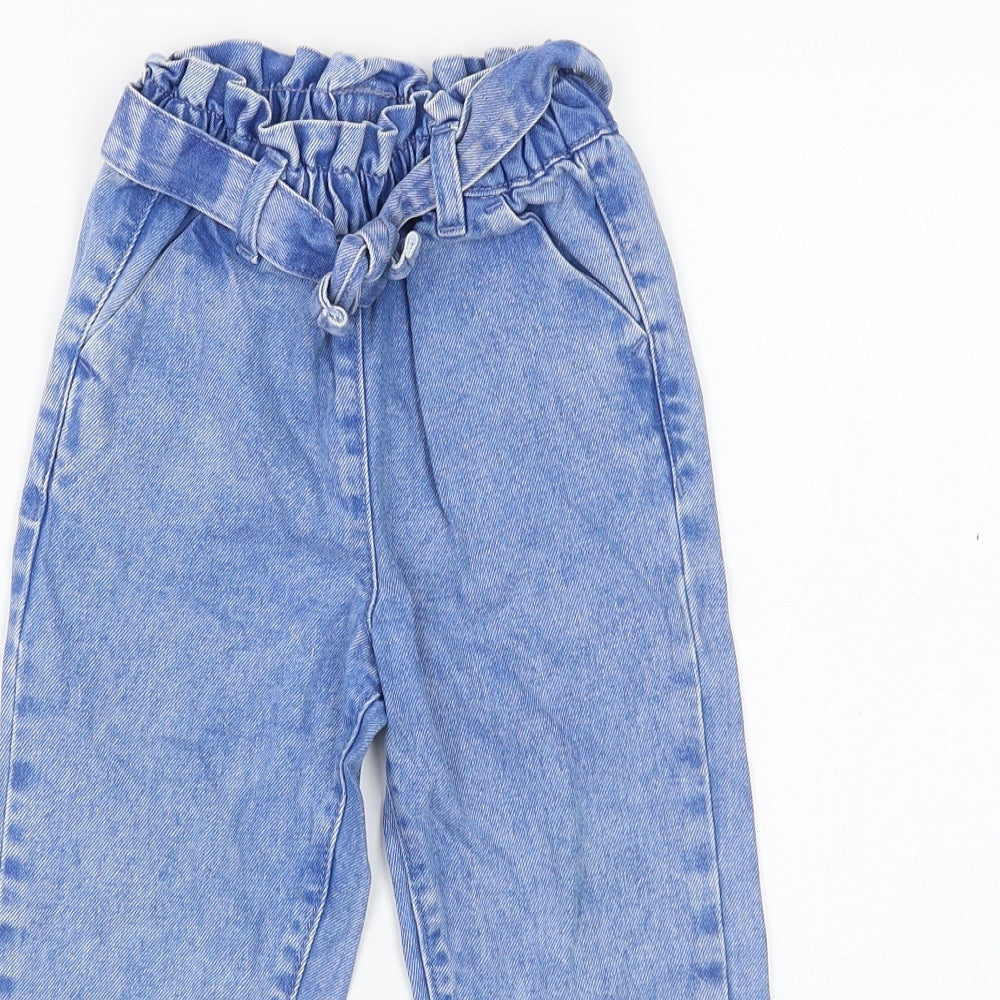 NEXT Girls Blue Cotton Straight Jeans Size 2-3 Years Regular Tie