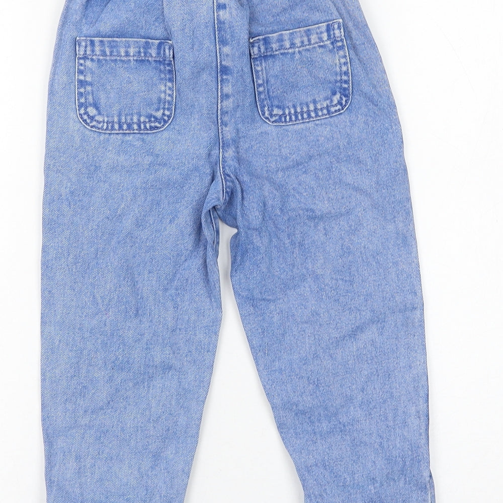 NEXT Girls Blue Cotton Straight Jeans Size 2-3 Years Regular Tie