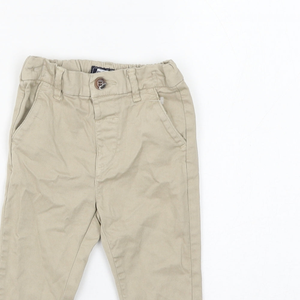 NEXT Boys Beige Cotton Capri Trousers Size 9-12 Months Button