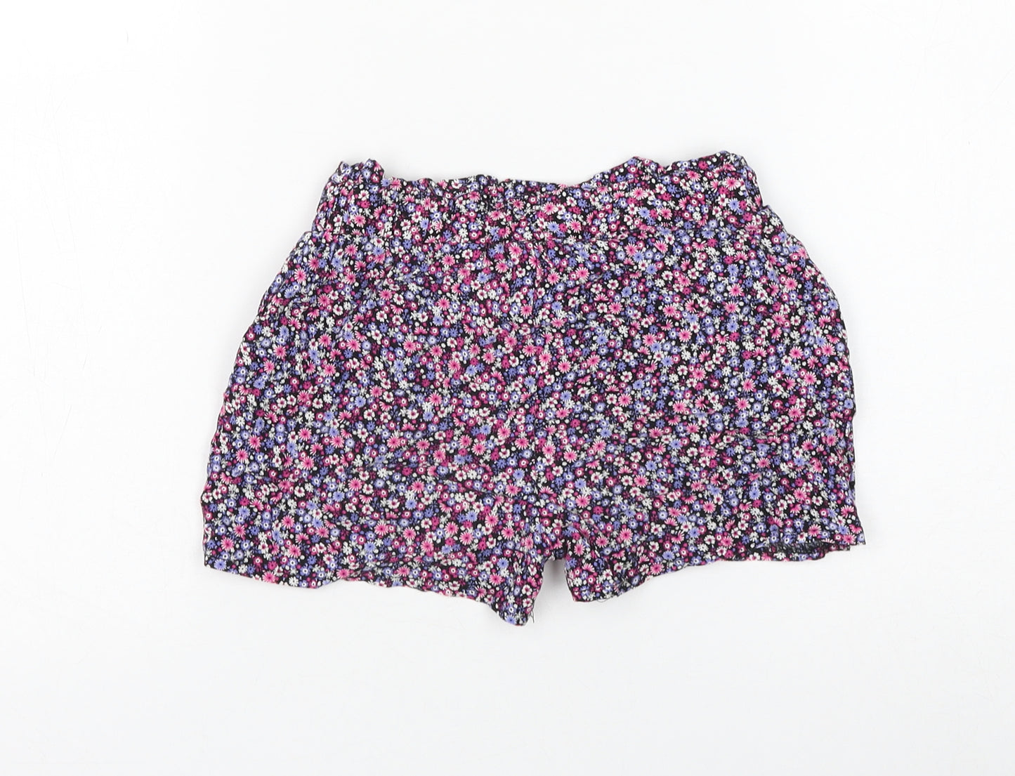 Primark Girls Multicoloured Floral Viscose Hot Pants Shorts Size 5-6 Years Regular