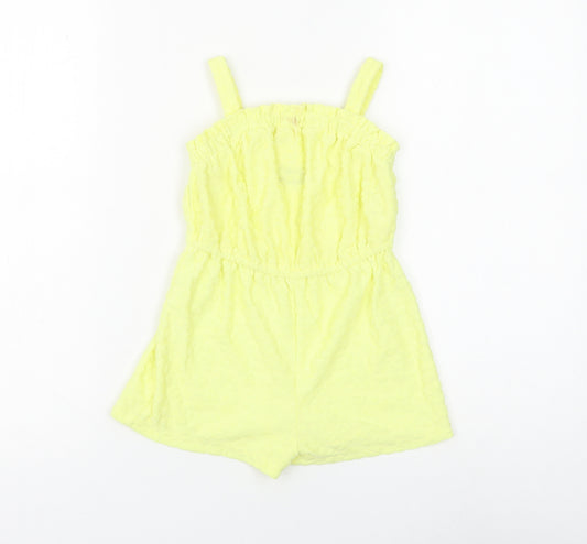 Matalan Girls Yellow Animal Print Polyester Romper One-Piece Size 4 Years Pullover - Leopard Print