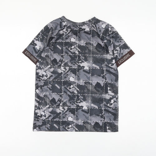George Boys Grey Camouflage Polyester Basic T-Shirt Size 9-10 Years Round Neck Pullover
