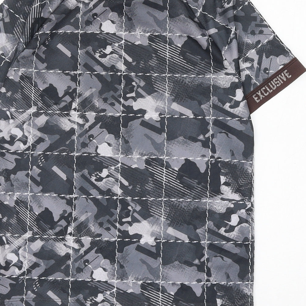 George Boys Grey Camouflage Polyester Basic T-Shirt Size 9-10 Years Round Neck Pullover