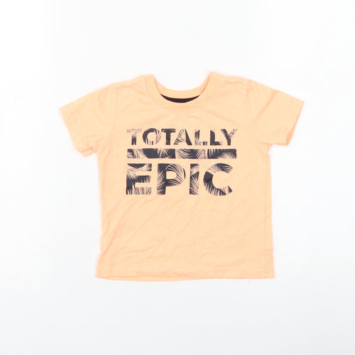 Primark Boys Orange Polyester Basic T-Shirt Size 12-18 Months Round Neck Pullover - Totally Epic