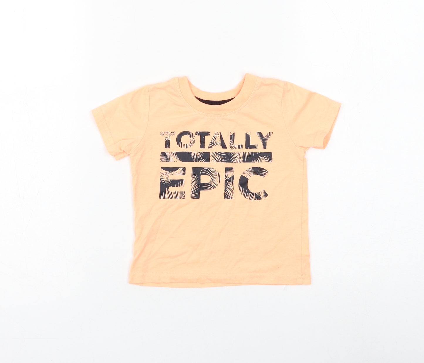 Primark Boys Orange Polyester Basic T-Shirt Size 12-18 Months Round Neck Pullover - Totally Epic