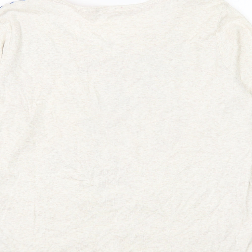 Marks and Spencer Womens Ivory Floral Cotton Basic Blouse Size 10 Round Neck