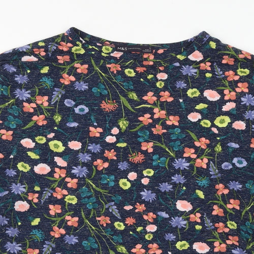 Marks and Spencer Womens Multicoloured Round Neck Floral Polyester Pullover Jumper Size 12