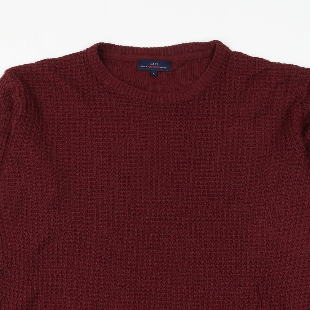 Matalan Mens Red Round Neck Acrylic Pullover Jumper Size L