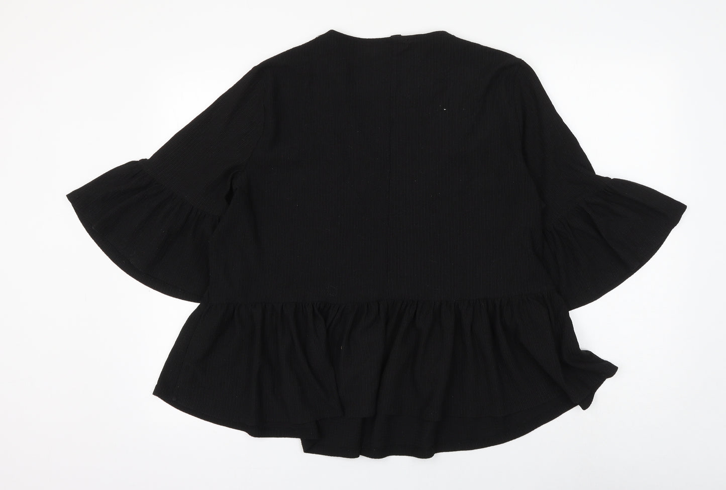 New Look Womens Black Polyester Basic Blouse Size 14 Round Neck