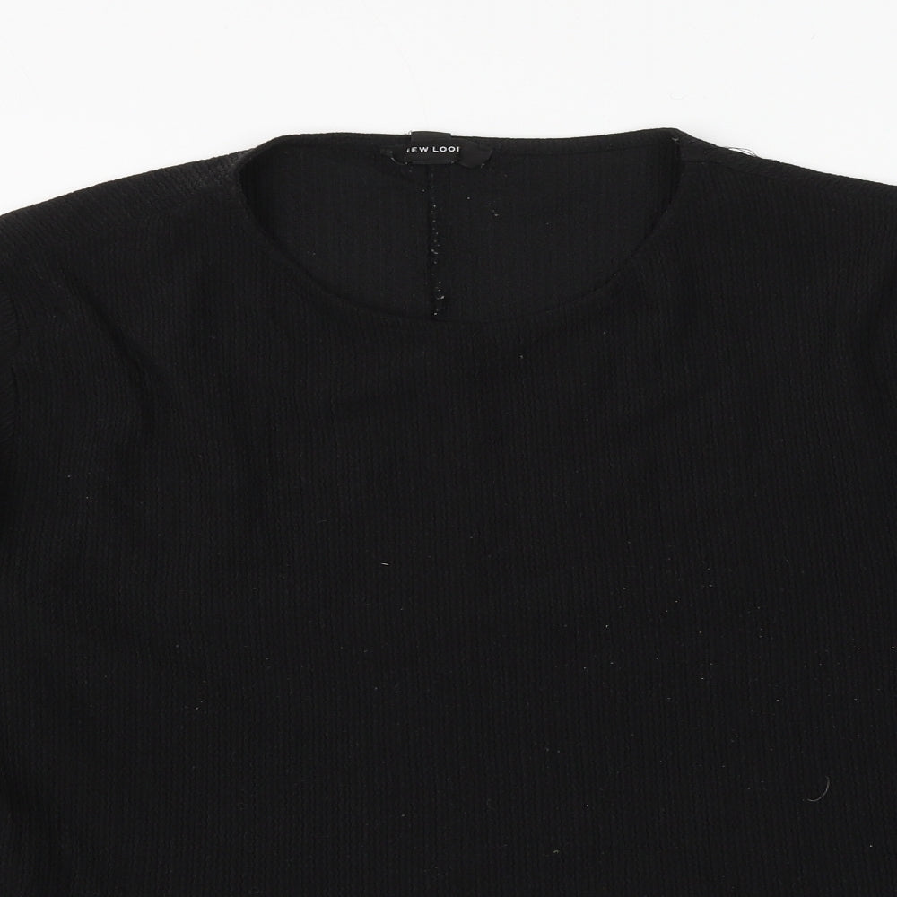 New Look Womens Black Polyester Basic Blouse Size 14 Round Neck