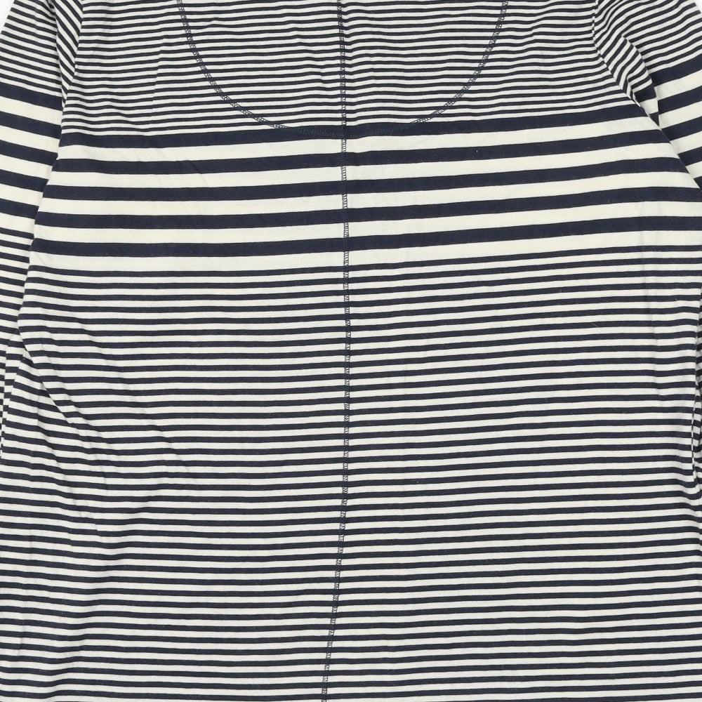 Fat Face Womens Blue Striped Cotton Basic T-Shirt Size 16 Scoop Neck