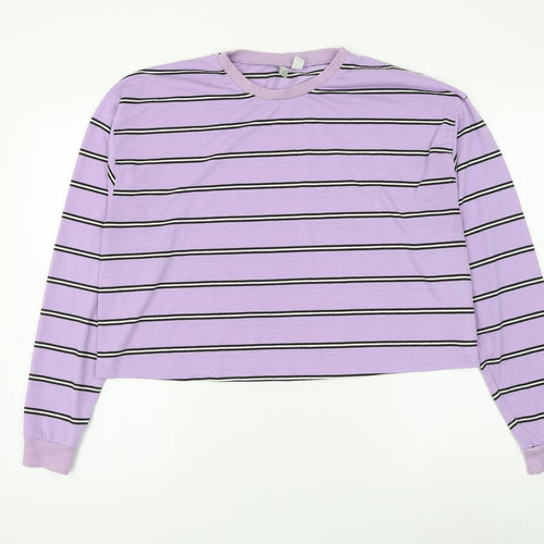 ASOS Womens Purple Striped Polyester Pullover Sweatshirt Size 12 Pullover