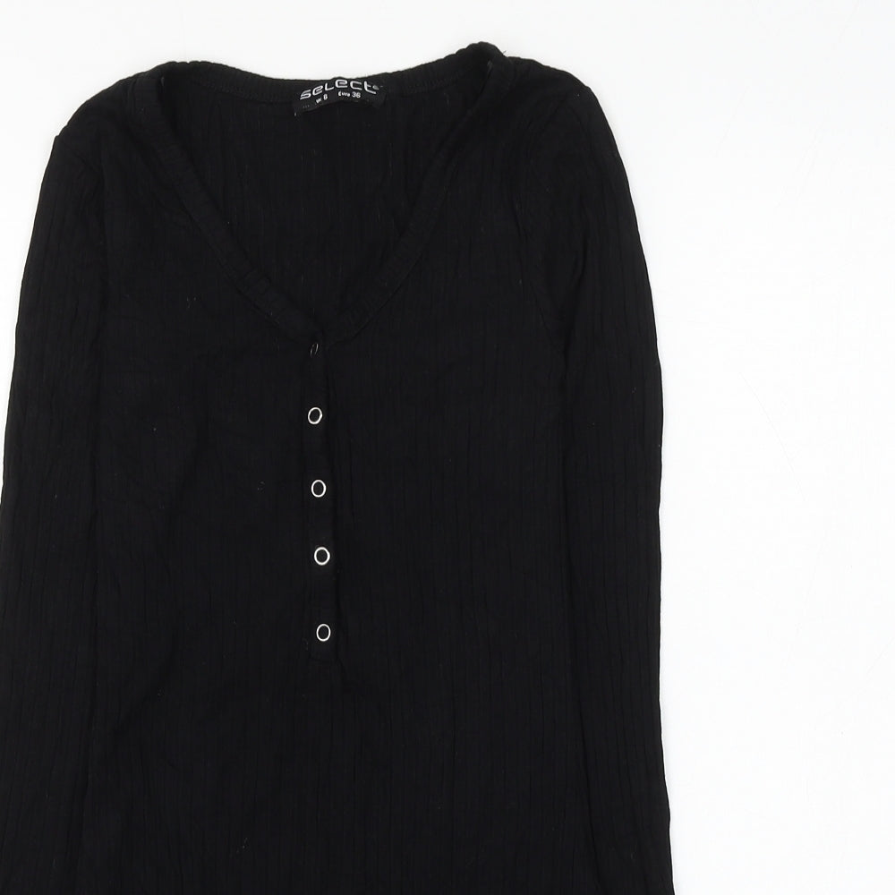 Select Womens Black Viscose Bodysuit One-Piece Size 8 Snap