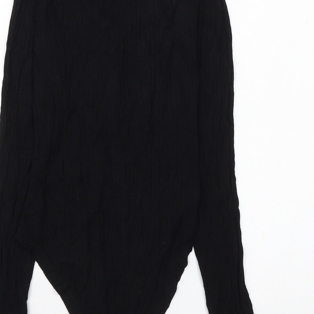 Select Womens Black Viscose Bodysuit One-Piece Size 8 Snap